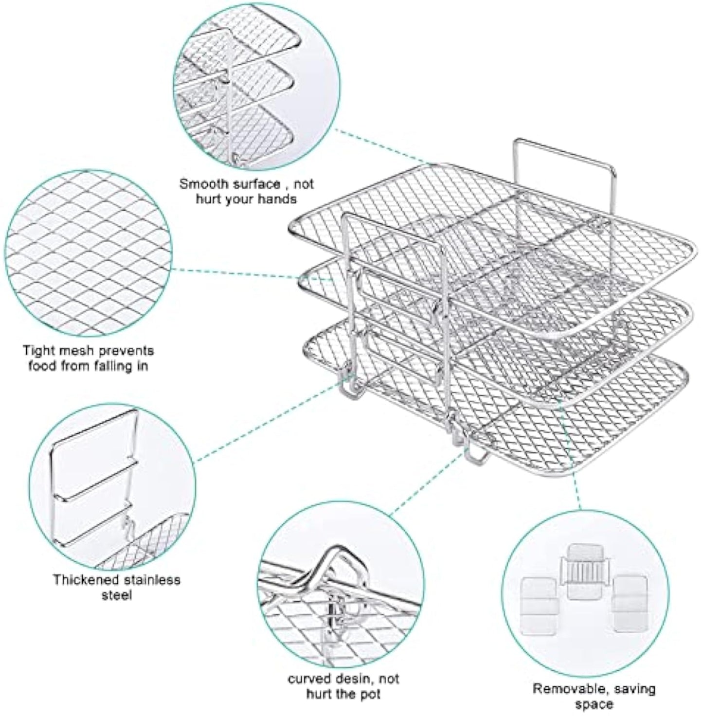 304 Stainless Steel Air Fryer Removable Multi-Tier Stand